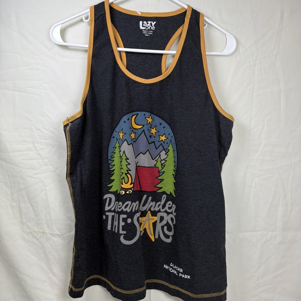 Lazy One Women's Tank Top Size L "Dream Under The Stars" Glacier National Park